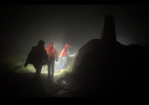 Mountain Rescue by Kinder Low Trig at night
