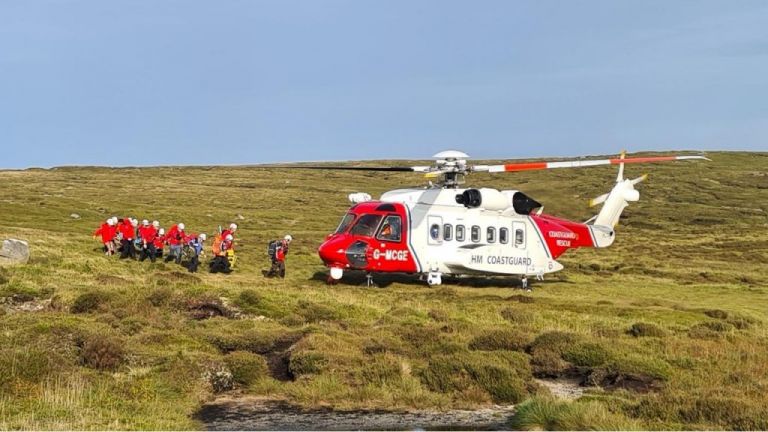 Loading the Coastguard helicopter
