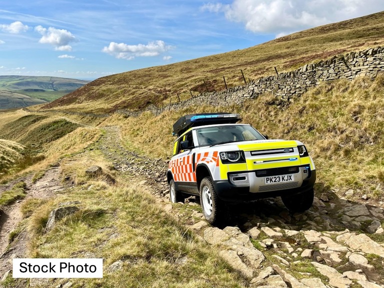 Stock Photo - Land Rover at the bad step